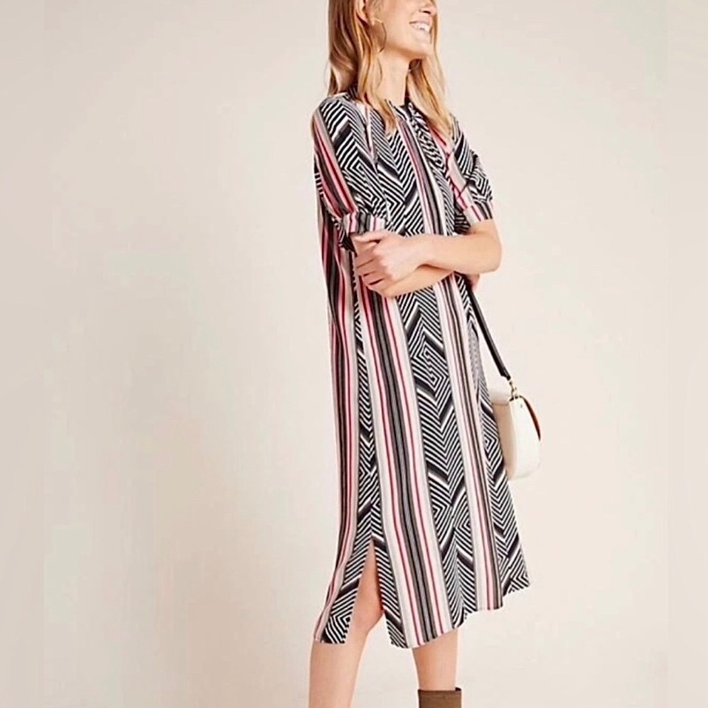 Anthropologie Black &‎ White Mackenzie Mock Neck Tunic Dress Size XS